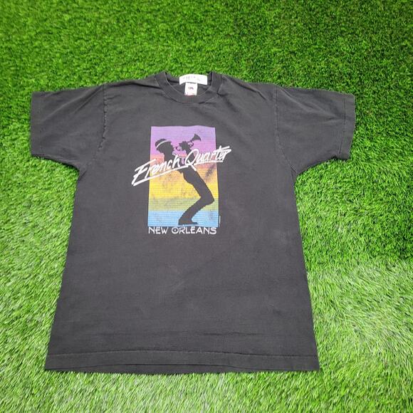 Vintage 90s New-Orleans French-Quarter Shirt Large 21x28 Faded-Black - Picture 1 of 15